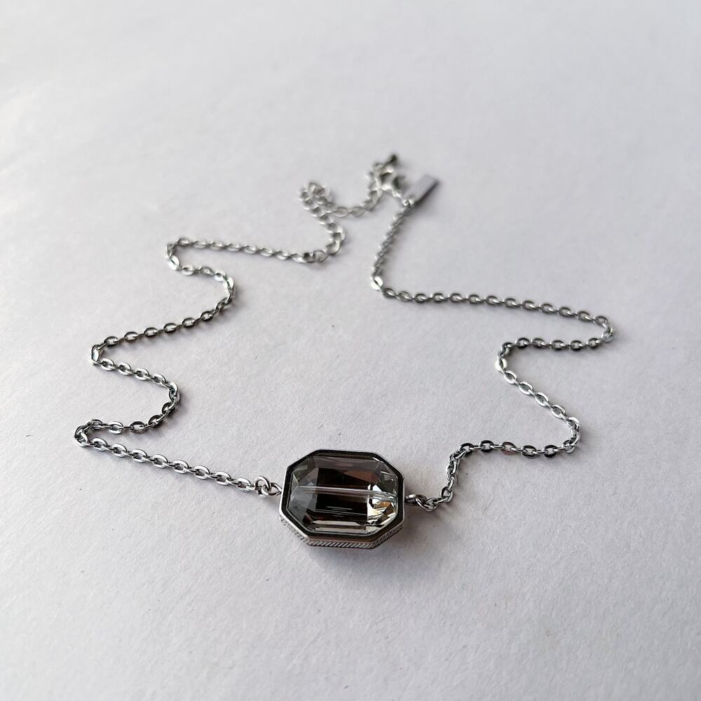 Cookie Lee Dark Grey Necklace Silver Chain